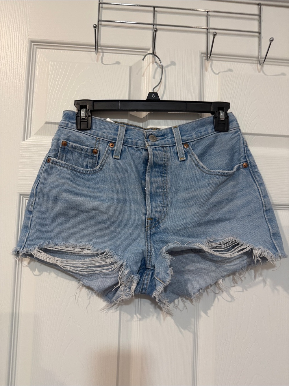 Levi's Light Blue Distressed Cutoff Denim Shorts